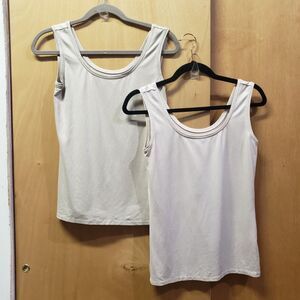 White House Black Market Bundle 2 metallic Tank Tops1-beige/1-gold Sz S  UUU
